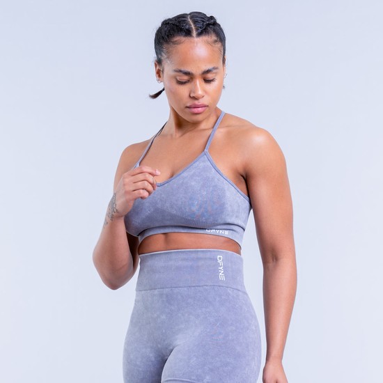 Soutien Gorge Sport Dfyne Valkyrie Acid Wash Femme Grise Blanche | 14508-KSNP