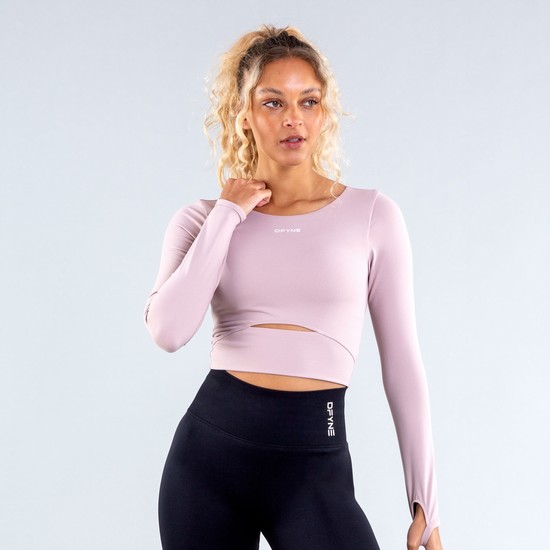 T Shirts Dfyne Origin Long Sleeve Femme Rose | 15802-RQOP
