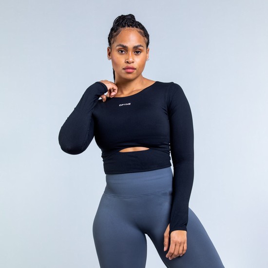 T Shirts Dfyne Origin Long Sleeve Femme Noir | 71809-MIOV