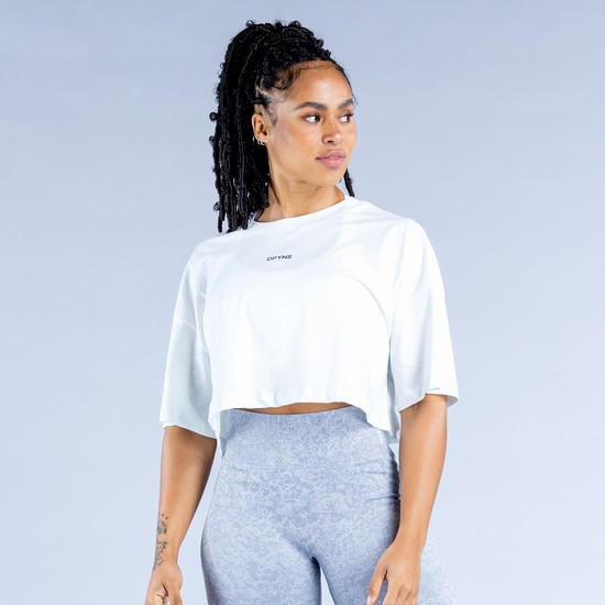 T Shirts Dfyne Revive Crop Femme Blanche | 56290-USNA