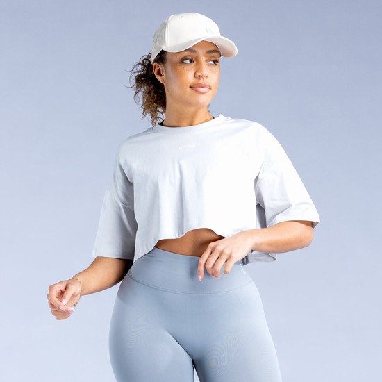 T Shirts Dfyne Revive Crop Femme Grise | 74061-UXTK
