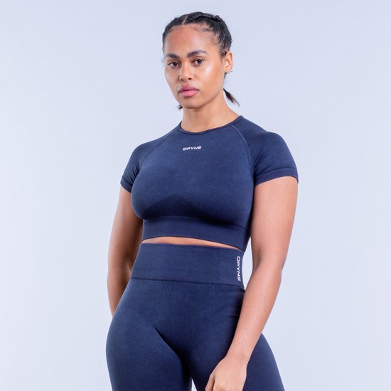 T Shirts Dfyne Valkyrie Acid Wash Crop Femme Grise | 96280-SIUC
