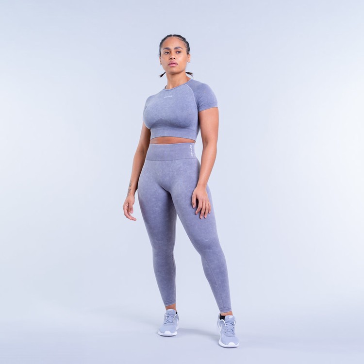 Leggings Dfyne Valkyrie Acid Wash Femme Grise Blanche | 54709-YFXB