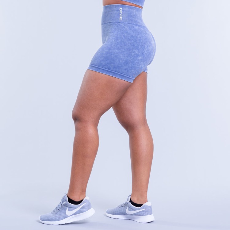 Shorts Dfyne Valkyrie Acid Wash Femme Bleu Foncé | 61580-QUTJ
