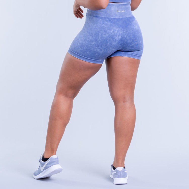 Shorts Dfyne Valkyrie Acid Wash Femme Bleu Foncé | 61580-QUTJ