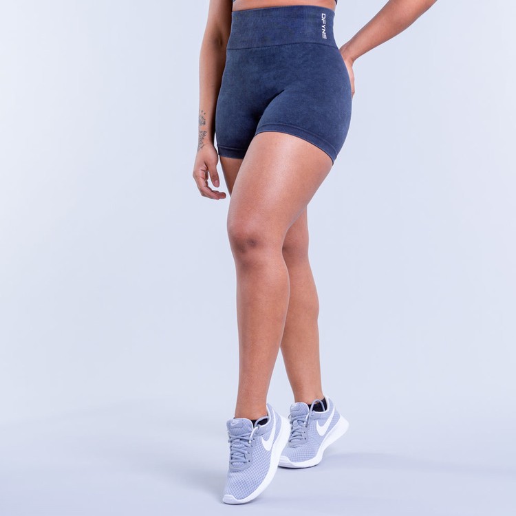 Shorts Dfyne Valkyrie Acid Wash Femme Grise | 26384-ZJTF