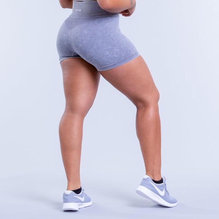 Shorts Dfyne Valkyrie Acid Wash Femme Grise Blanche | 80329-GWTV