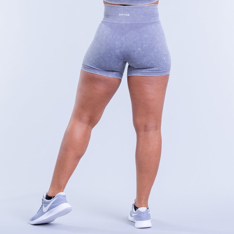 Shorts Dfyne Valkyrie Acid Wash Femme Grise Blanche | 80329-GWTV