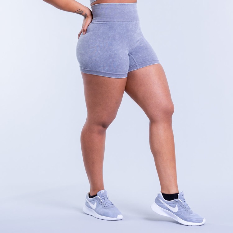 Shorts Dfyne Valkyrie Acid Wash Femme Grise Blanche | 80329-GWTV