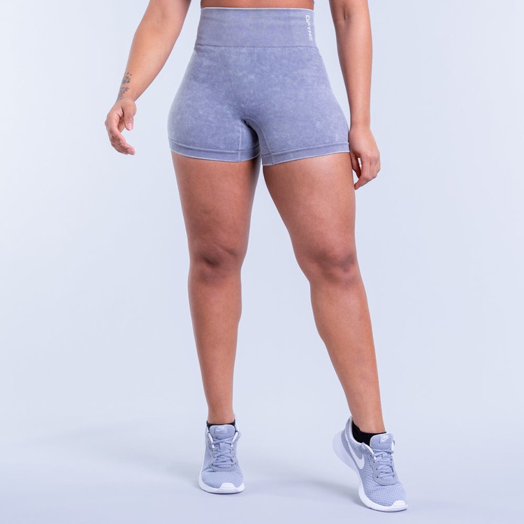 Shorts Dfyne Valkyrie Acid Wash Femme Grise Blanche | 80329-GWTV
