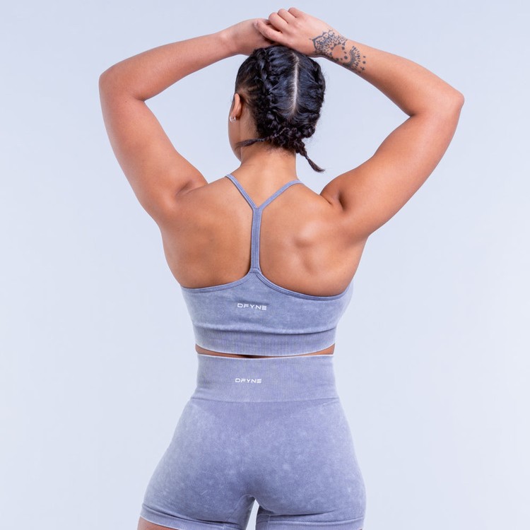 Soutien Gorge Sport Dfyne Valkyrie Acid Wash Femme Grise Blanche | 14508-KSNP