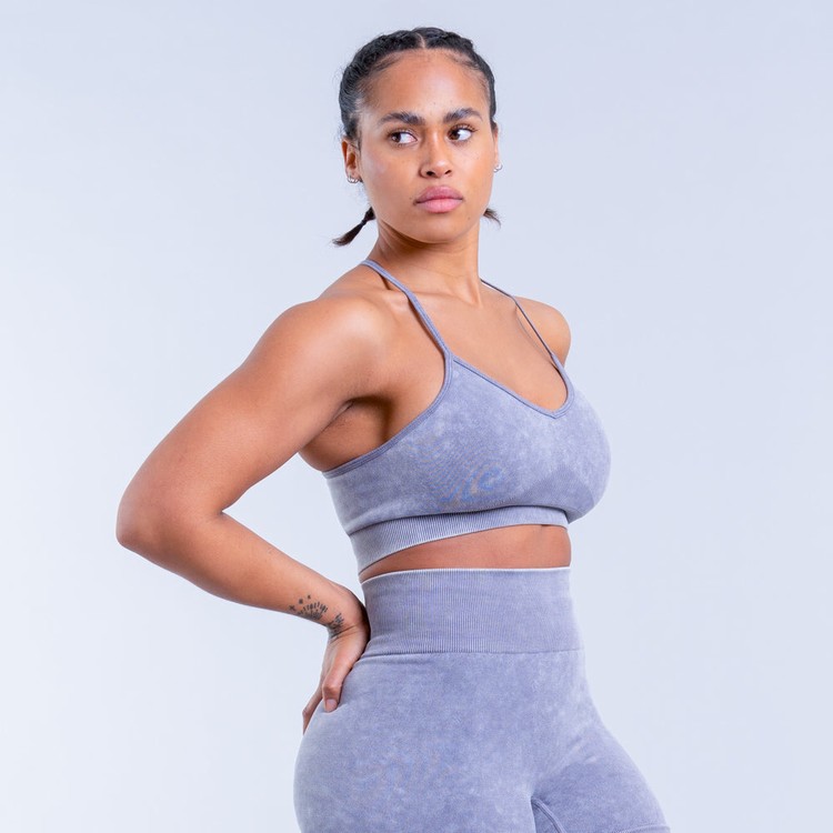 Soutien Gorge Sport Dfyne Valkyrie Acid Wash Femme Grise Blanche | 14508-KSNP