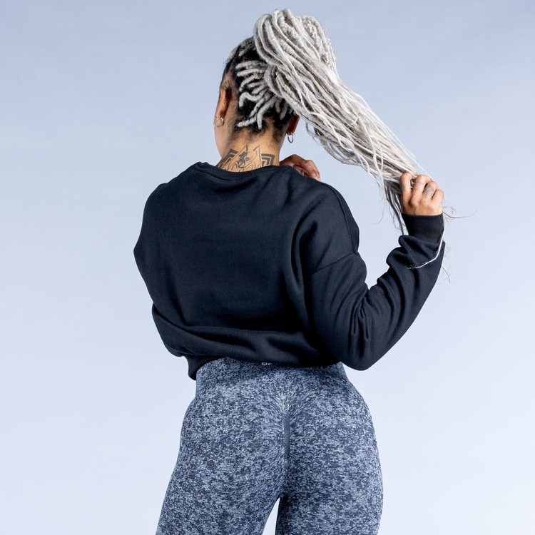Sweats Dfyne Luxe | Revive Crop Femme Noir | 16542-PMNJ
