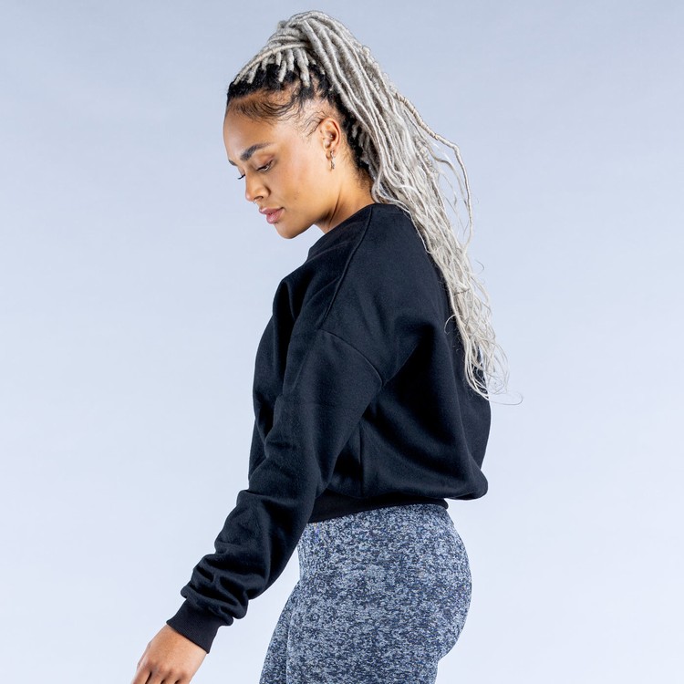 Sweats Dfyne Luxe | Revive Crop Femme Noir | 16542-PMNJ