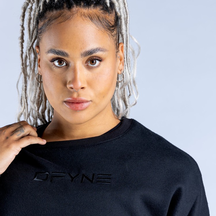 Sweats Dfyne Luxe | Revive Crop Femme Noir | 16542-PMNJ