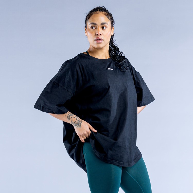 Sweats Dfyne Luxe Revive Oversized T Femme Noir | 31956-EGLB