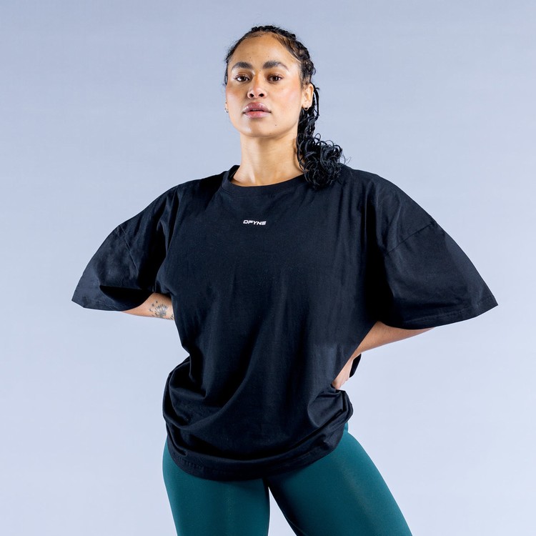 Sweats Dfyne Luxe Revive Oversized T Femme Noir | 31956-EGLB