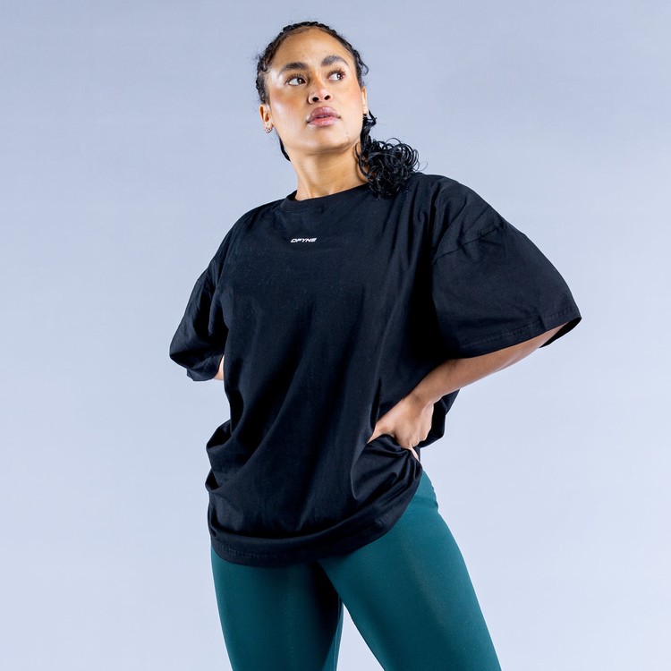 Sweats Dfyne Luxe Revive Oversized T Femme Noir | 31956-EGLB