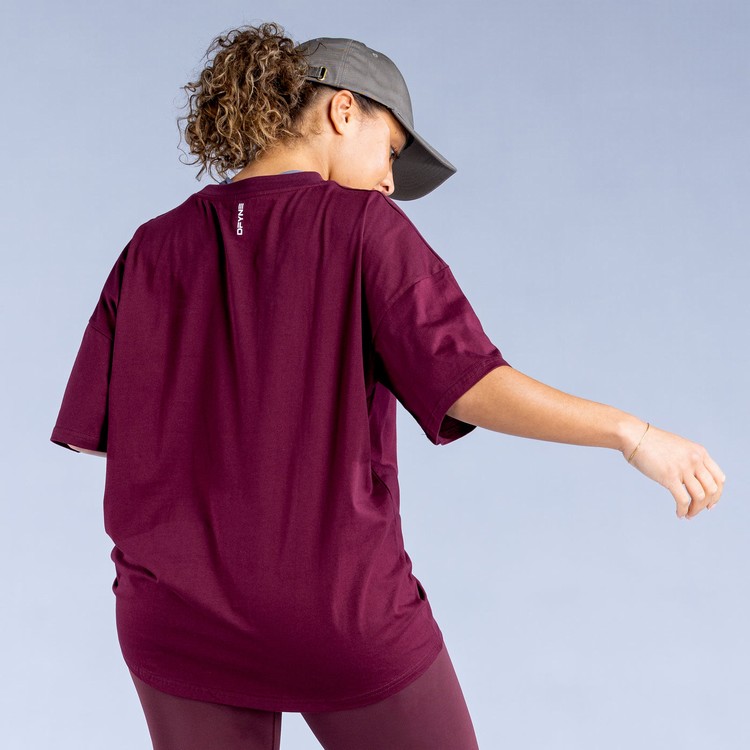 Sweats Dfyne Luxe Revive Oversized T Femme Bordeaux | 92076-JGXE
