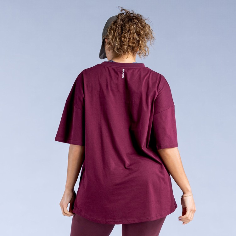 Sweats Dfyne Luxe Revive Oversized T Femme Bordeaux | 92076-JGXE