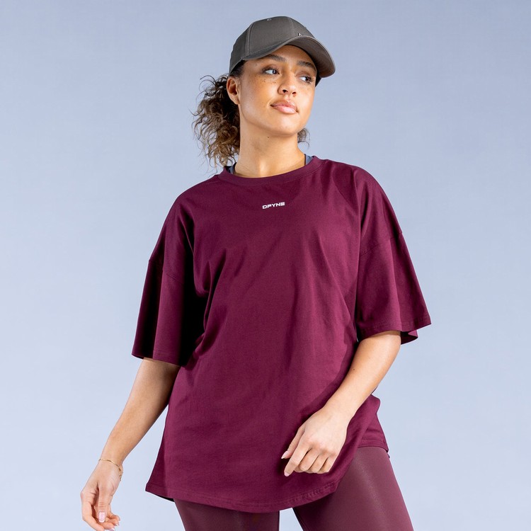Sweats Dfyne Luxe Revive Oversized T Femme Bordeaux | 92076-JGXE