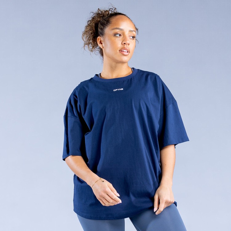 Sweats Dfyne Luxe Revive Oversized T Femme Bleu Foncé | 93127-QOMW