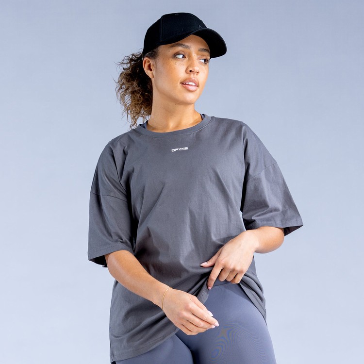 Sweats Dfyne Luxe Revive Oversized T Femme Grise Foncé | 93475-LCTR