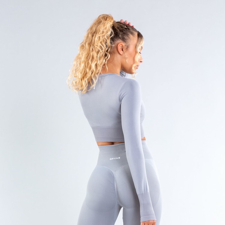 T Shirts Dfyne Dynamic Crop Femme Grise Clair | 75910-ZWXA