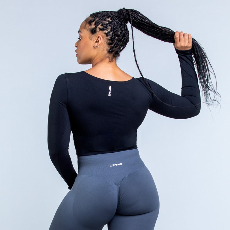 T Shirts Dfyne Origin Long Sleeve Femme Noir | 71809-MIOV