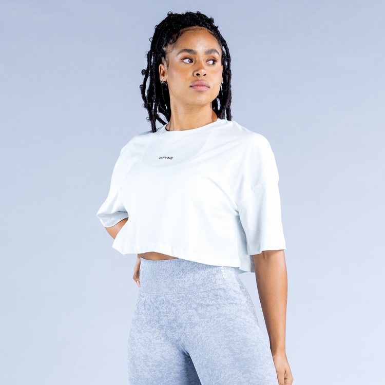 T Shirts Dfyne Revive Crop Femme Blanche | 56290-USNA
