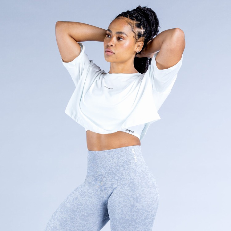 T Shirts Dfyne Revive Crop Femme Blanche | 56290-USNA