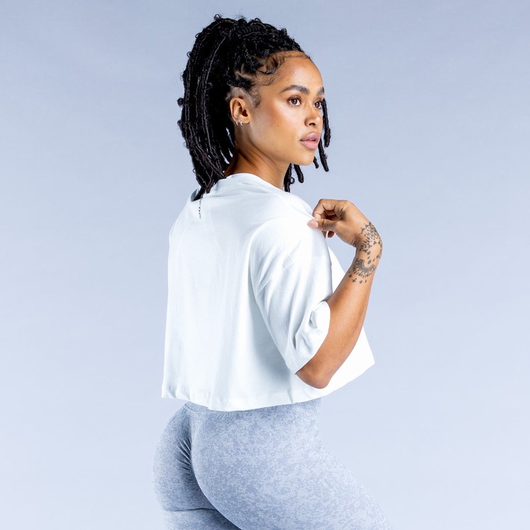 T Shirts Dfyne Revive Crop Femme Blanche | 56290-USNA