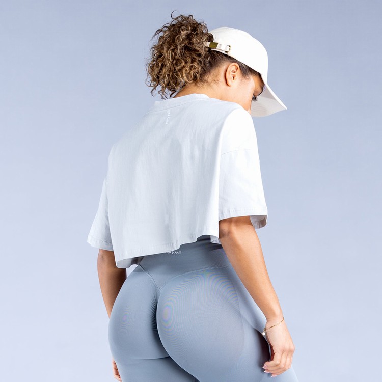 T Shirts Dfyne Revive Crop Femme Grise | 74061-UXTK