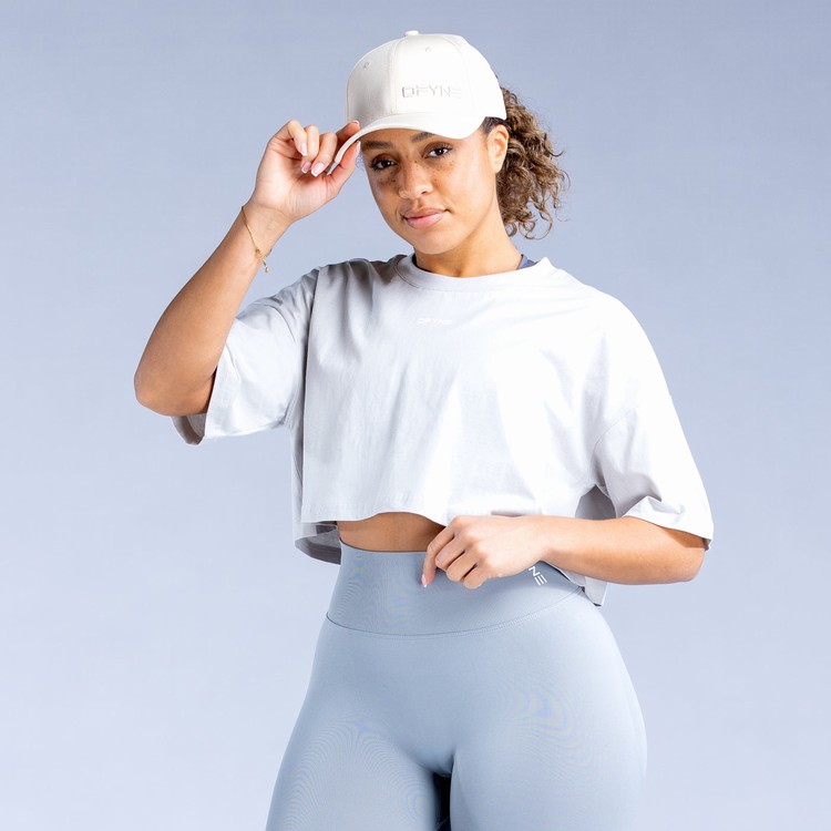 T Shirts Dfyne Revive Crop Femme Grise | 74061-UXTK
