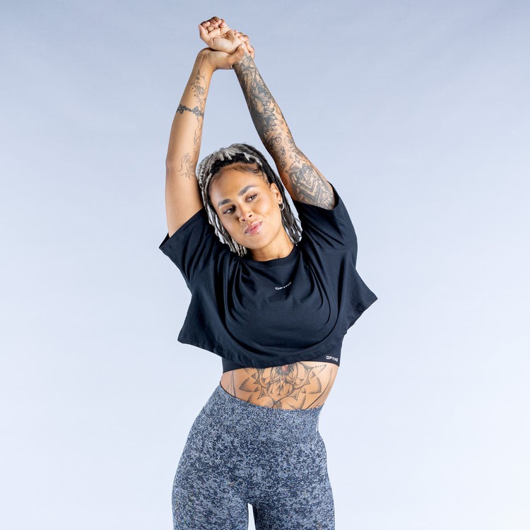 T Shirts Dfyne Revive Crop Femme Noir | 24875-ANOF