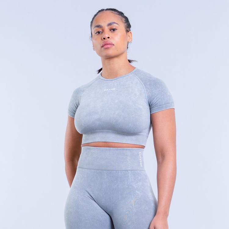 T Shirts Dfyne Valkyrie Acid Wash Crop Femme Vert | 31280-JNIL