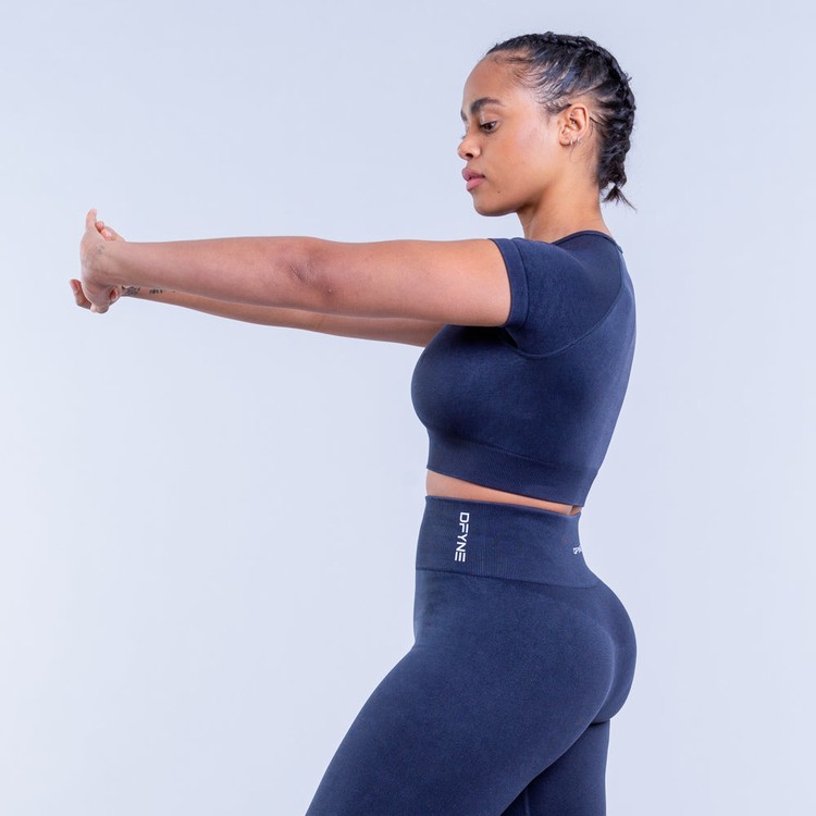 T Shirts Dfyne Valkyrie Acid Wash Crop Femme Grise | 96280-SIUC